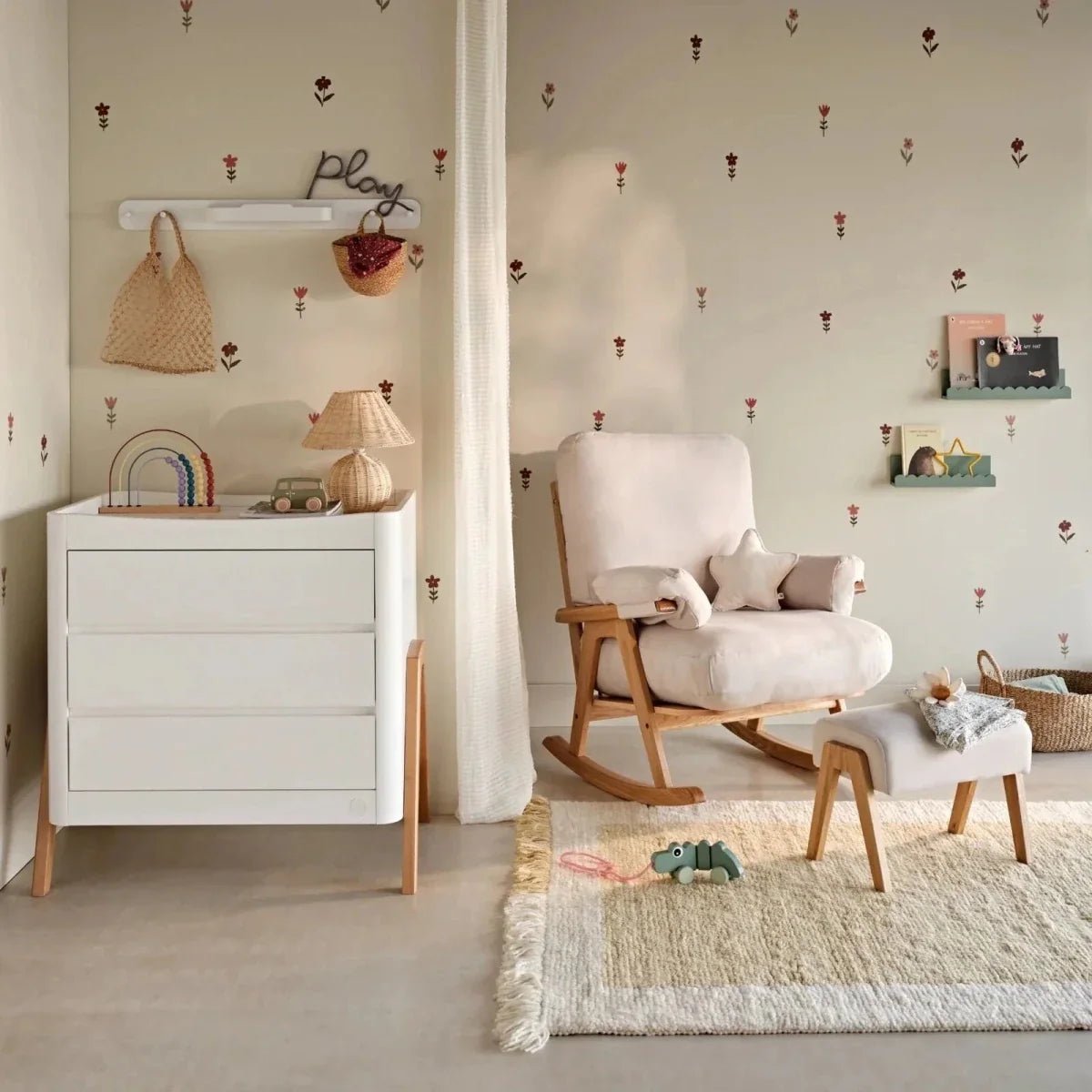 Gaia Baby Hera Rocking Chair - Natural Oak/Barley | Luxury Home Accessories | Heulog Glow