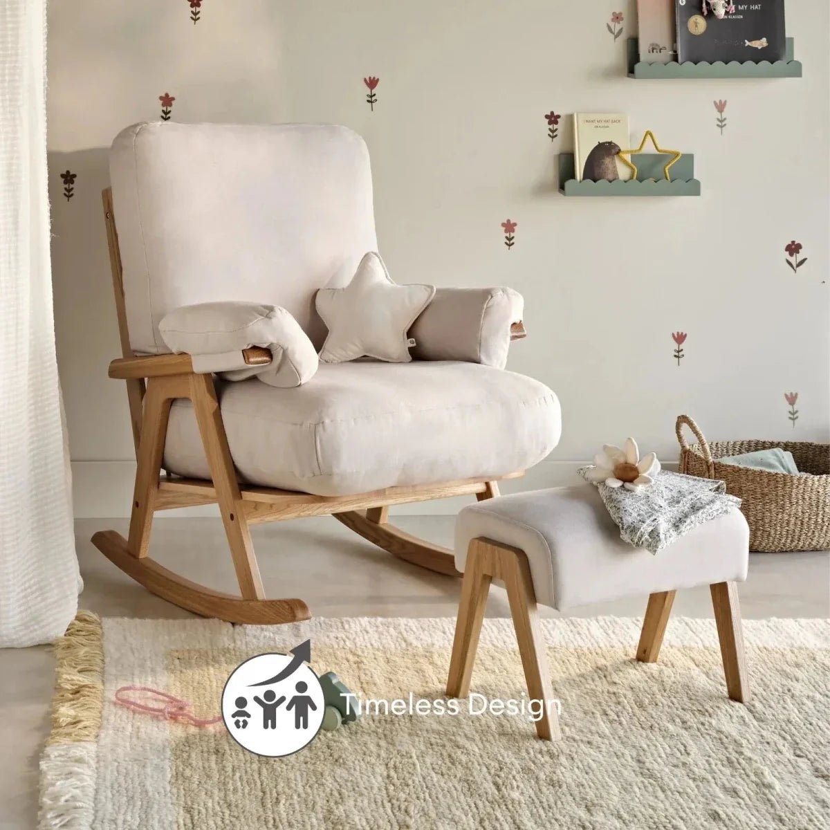 Gaia Baby Hera Rocking Chair - Natural Oak/Barley | Luxury Home Accessories | Heulog Glow