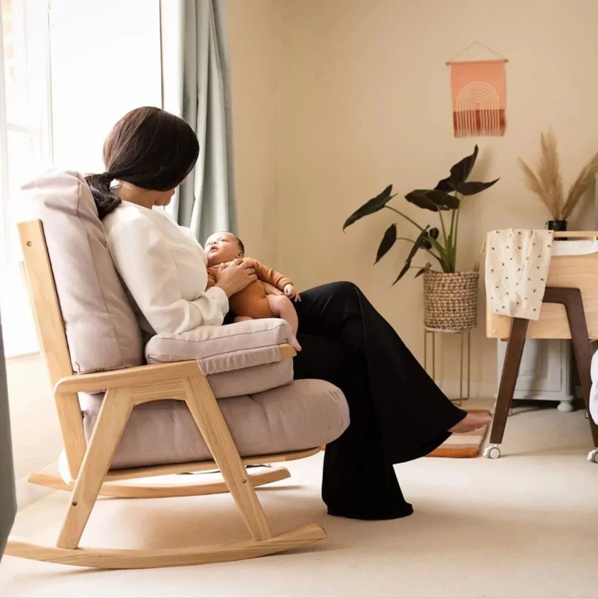 Gaia Baby Hera Rocking Chair - Natural Oak/Barley | Luxury Home Accessories | Heulog Glow