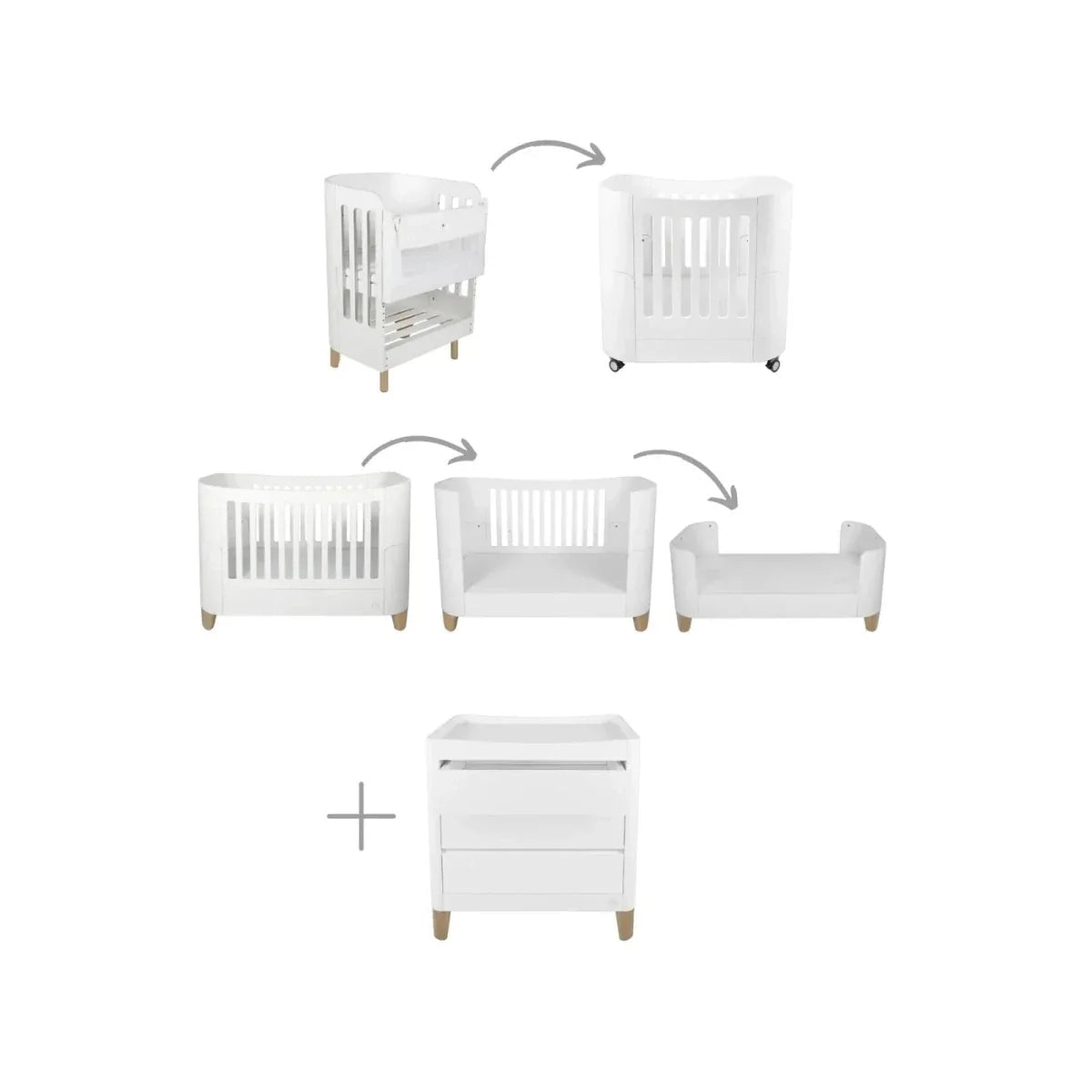 Gaia Baby Serena All-In-One Dresser Set - White/Natural | Luxury Home Accessories | Heulog Glow