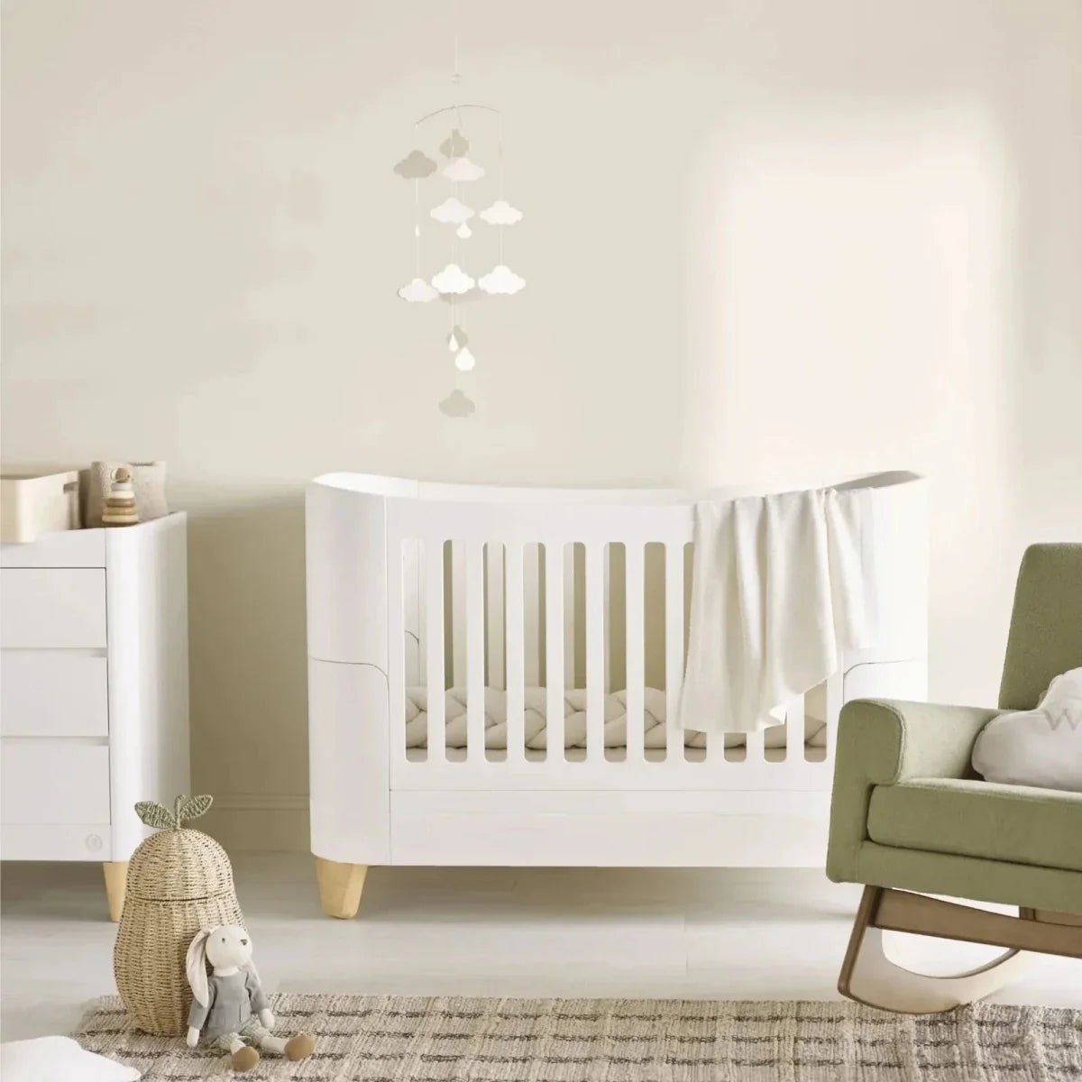 Gaia Baby Serena All-In-One Dresser Set - White/Natural | Luxury Home Accessories | Heulog Glow