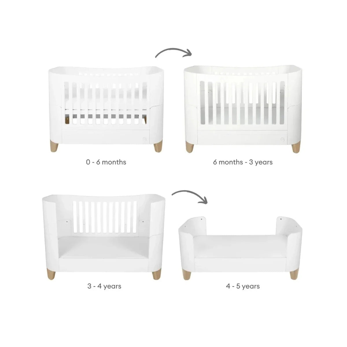 Gaia Baby Serena Cot Bed and Bedside Crib Set - White/Natural | Luxury Home Accessories | Heulog Glow