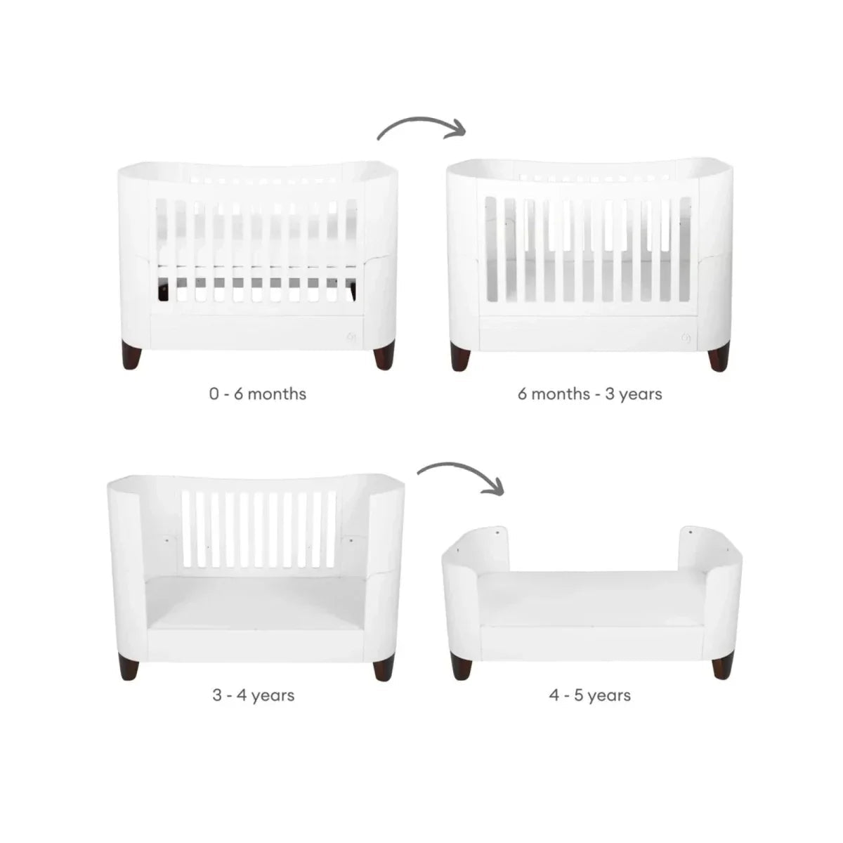 Gaia Baby Serena Cot Bed and Bedside Crib Set - White/Walnut | Luxury Home Accessories | Heulog Glow
