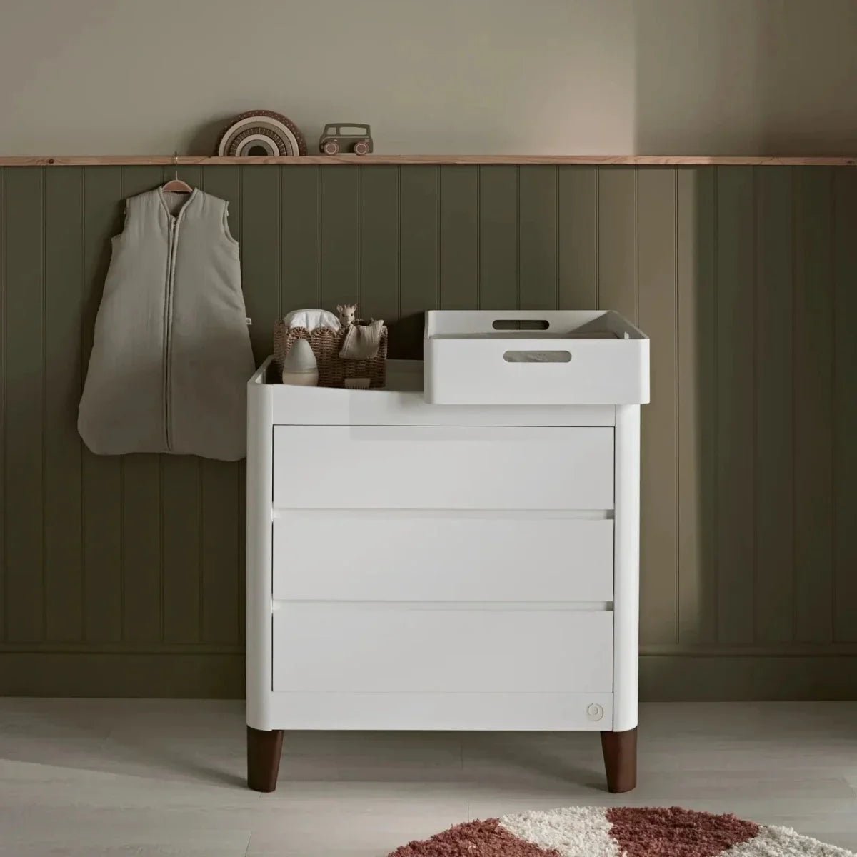 Gaia Baby Serena Dresser - White/Walnut | Luxury Home Accessories | Heulog Glow