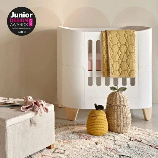 Gaia Baby Serena Mini Cot Bed - White/Natural | Luxury Home Accessories | Heulog Glow