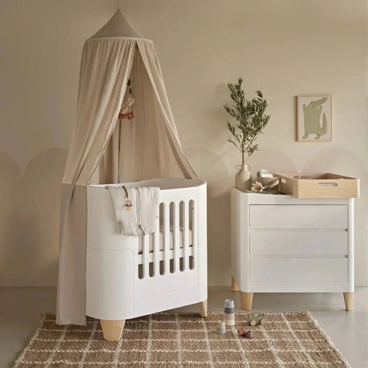 Gaia Baby Serena Mini Cot & Dresser Room Set - White/Natural | Luxury Home Accessories | Heulog Glow