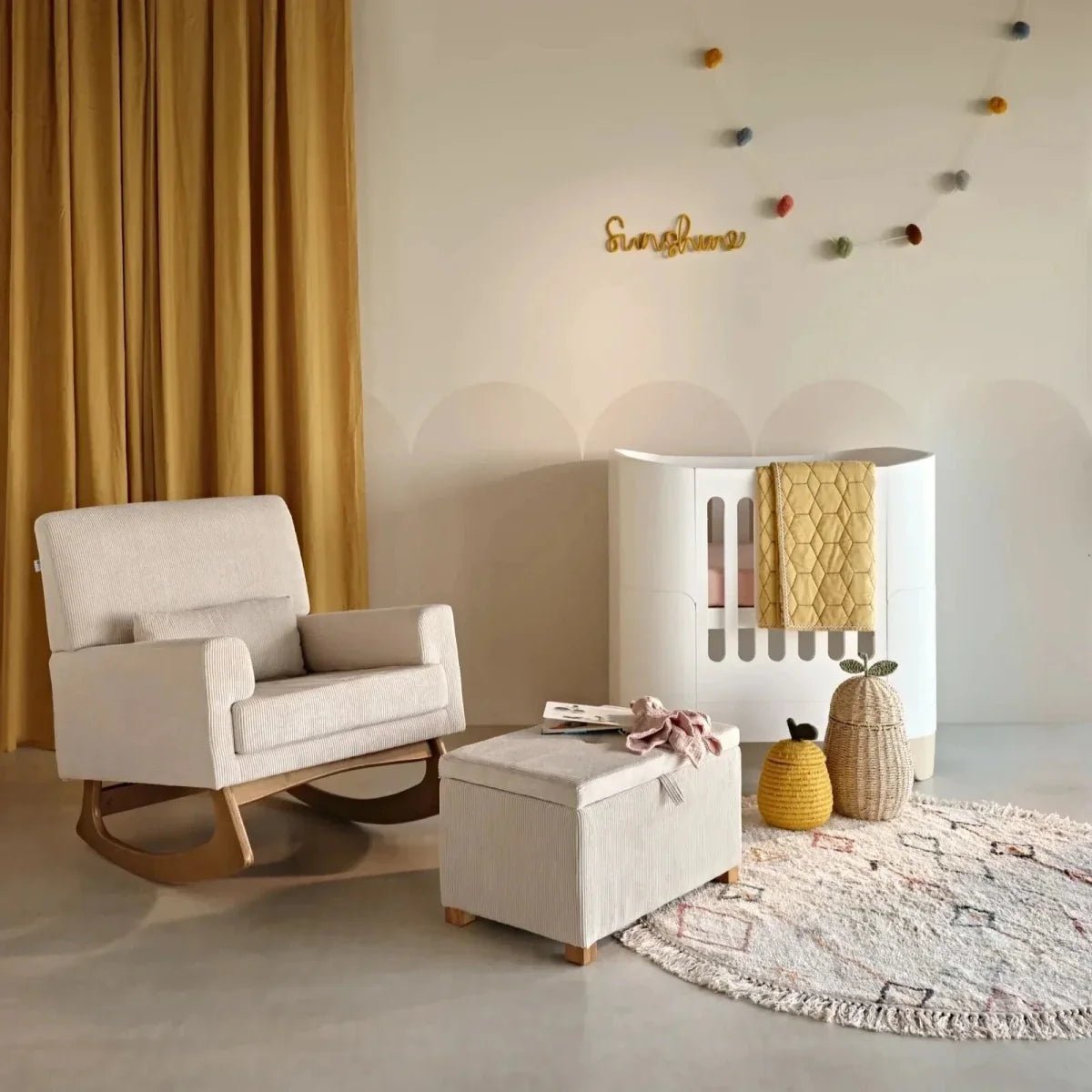 Gaia Baby Serena Mini Cot & Dresser Room Set - White/Natural | Luxury Home Accessories | Heulog Glow