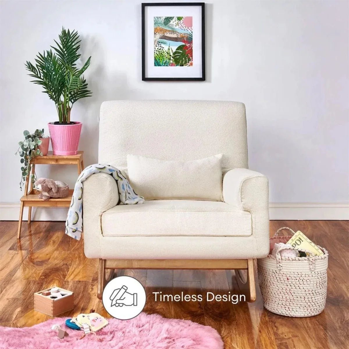 Gaia Baby Serena Rocking & Nursing Chair - Chalk Boucle | Luxury Home Accessories | Heulog Glow