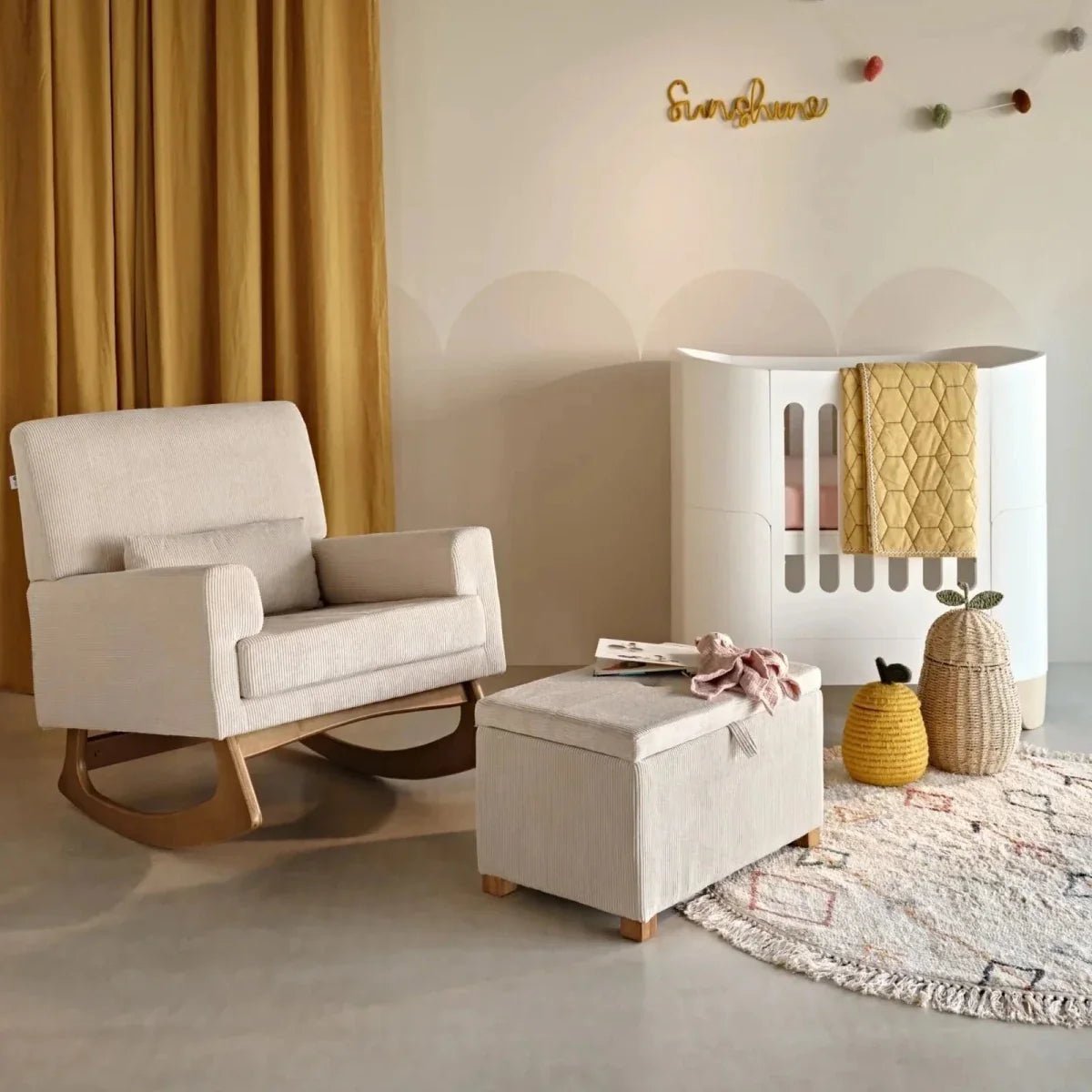 Gaia Baby Serena Rocking & Nursing Chair - Ecru Corduroy | Luxury Home Accessories | Heulog Glow