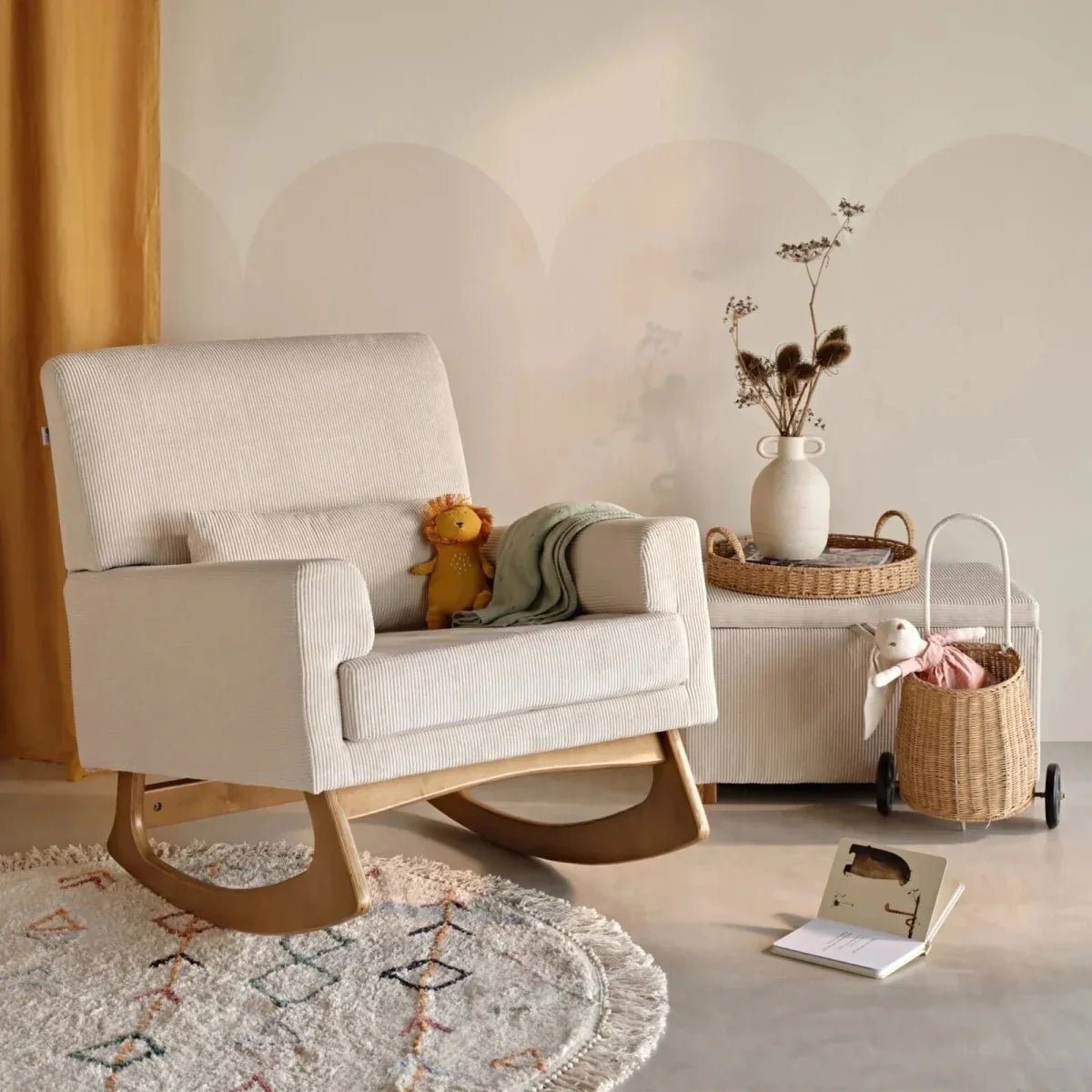Gaia Baby Serena Rocking & Nursing Chair - Ecru Corduroy | Luxury Home Accessories | Heulog Glow