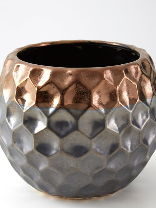 Galaxy Small Ceramic Planter with Metallic Finish | Luxury Home Accessories | Heulog Glow