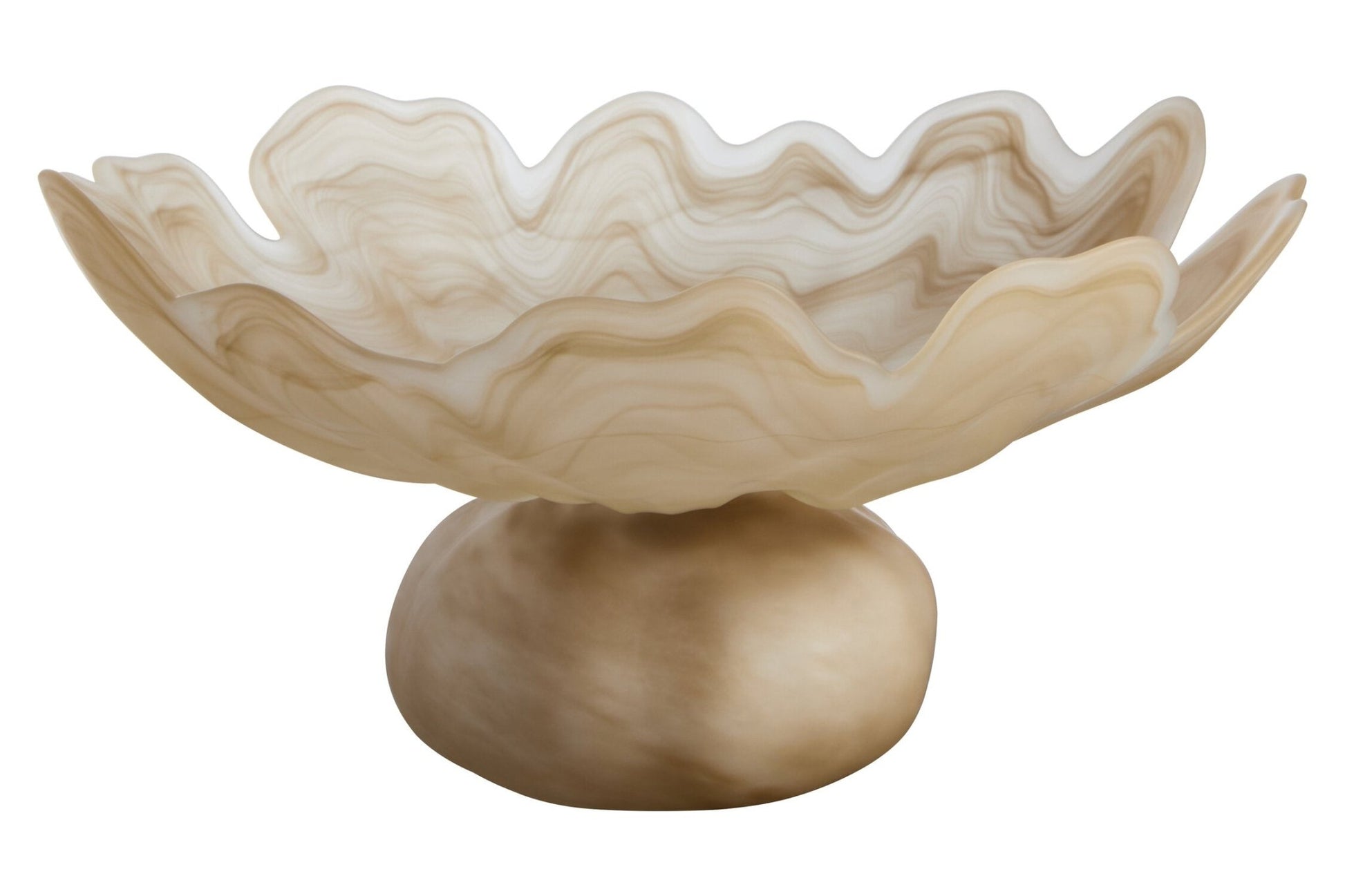 Galene Fluted Natural Glass Pedestal Bowl | Luxury Home Accessories | Heulog Glow