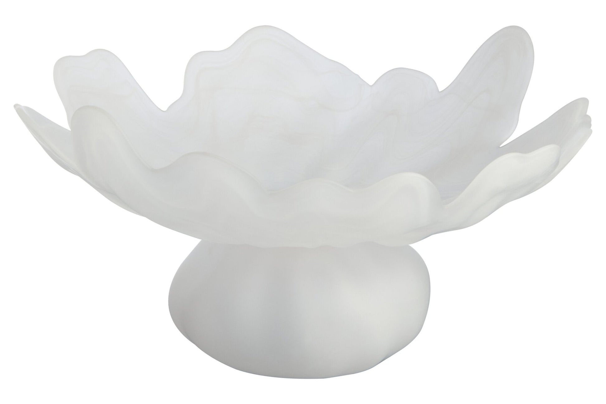 Galene Fluted White Glass Pedestal Bowl | Luxury Home Accessories | Heulog Glow