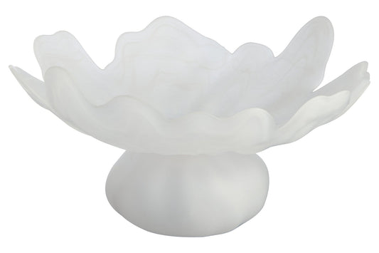 Galene Fluted White Glass Pedestal Bowl | Luxury Home Accessories | Heulog Glow