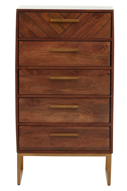 Gaya Mango Wood Chest of 5 Drawers | Luxury Home Accessories | Heulog Glow