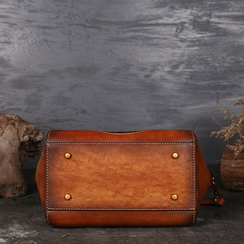Genuine Embossed Leather Messenger Top Handle Bag Retro Handbag Totem Pattern High Quality Natural Skin Women Shoulder Tote Bags | Luxury Home Accessories | Heulog Glow
