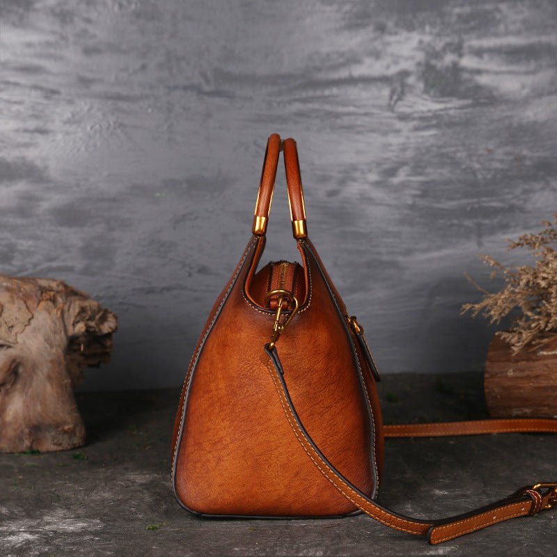 Genuine Embossed Leather Messenger Top Handle Bag Retro Handbag Totem Pattern High Quality Natural Skin Women Shoulder Tote Bags | Luxury Home Accessories | Heulog Glow