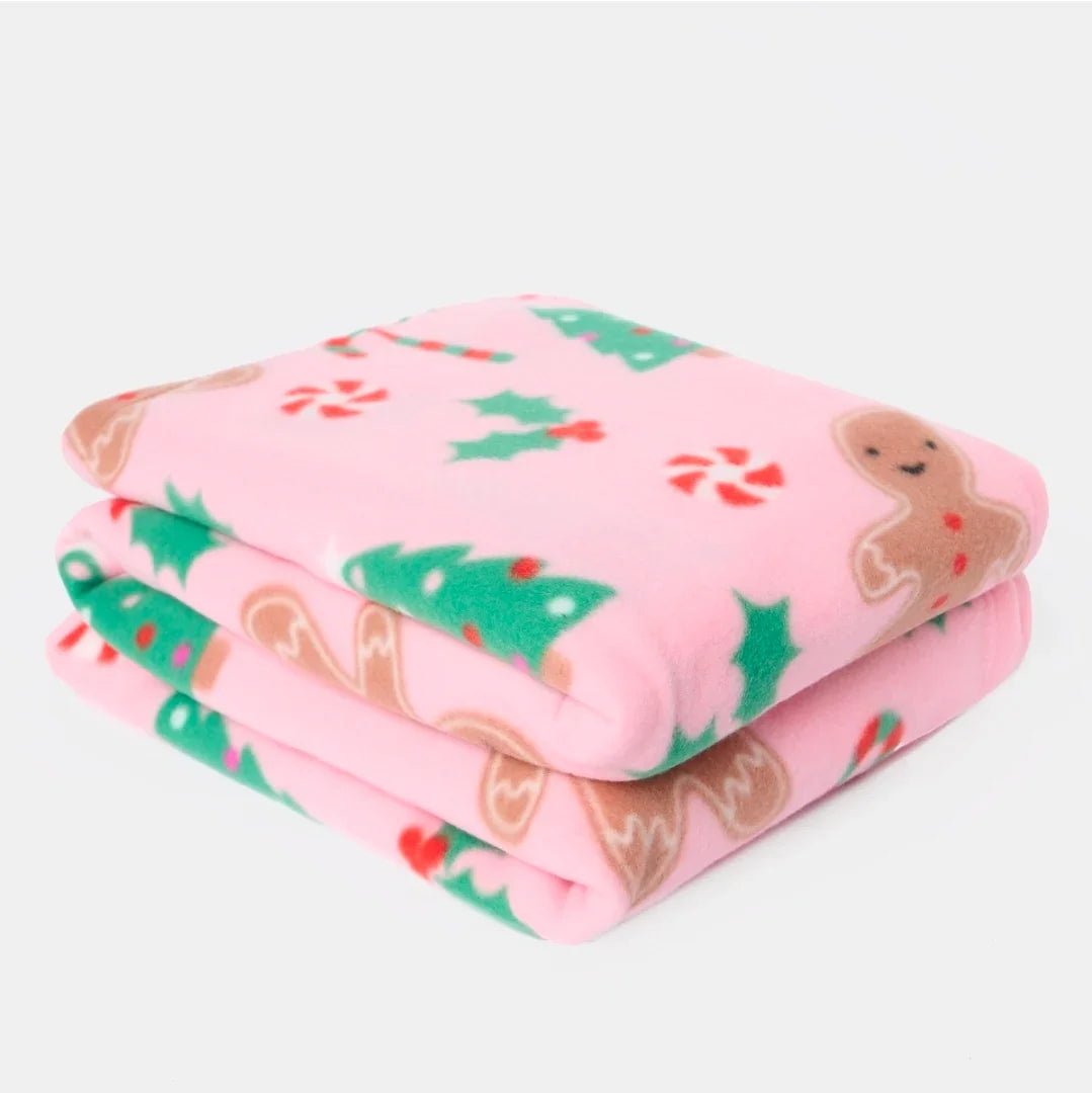 Gingerbread Man Pet Fleece Throw - Pink | Luxury Home Accessories | Heulog Glow