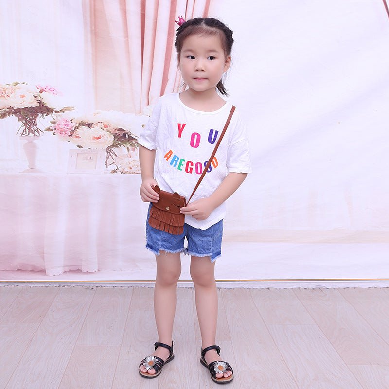 Girls change small bag children bags Pu all-match creative Xiekua package small fox tassel bag | Luxury Home Accessories | Heulog Glow