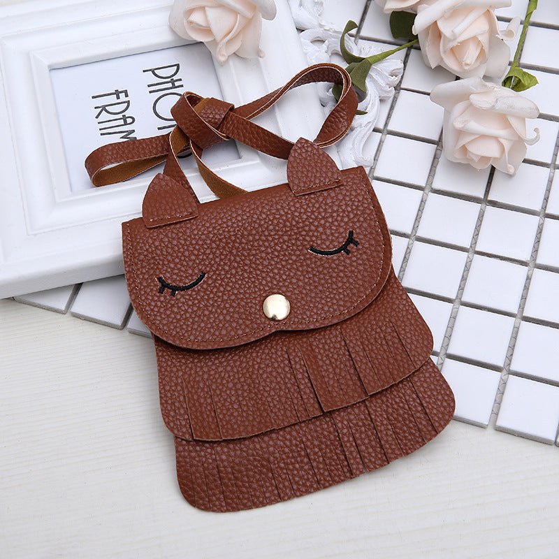 Girls change small bag children bags Pu all-match creative Xiekua package small fox tassel bag | Luxury Home Accessories | Heulog Glow