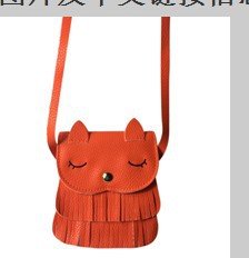 Girls change small bag children bags Pu all-match creative Xiekua package small fox tassel bag | Luxury Home Accessories | Heulog Glow