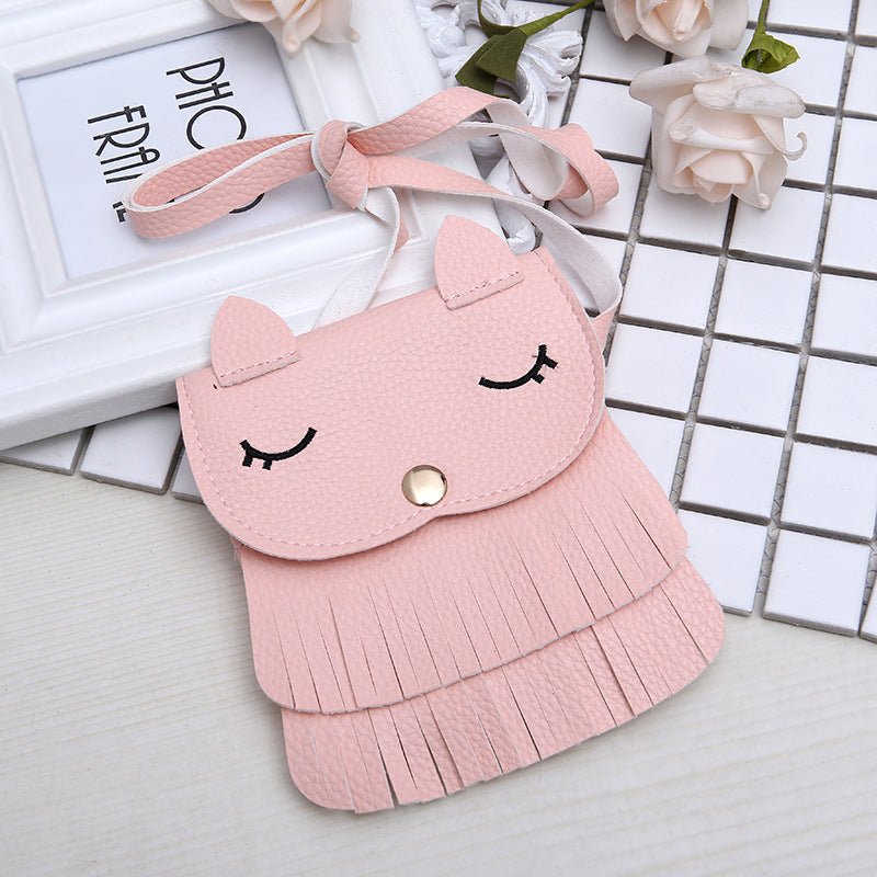 Girls change small bag children bags Pu all-match creative Xiekua package small fox tassel bag | Luxury Home Accessories | Heulog Glow