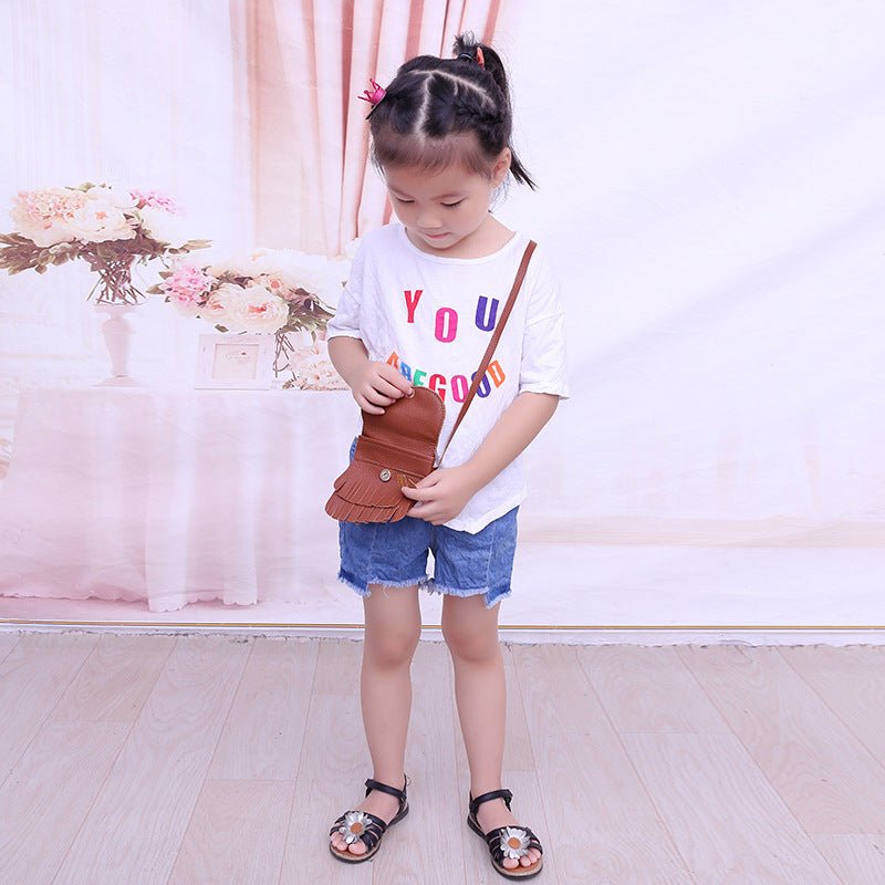 Girls change small bag children bags Pu all-match creative Xiekua package small fox tassel bag | Luxury Home Accessories | Heulog Glow