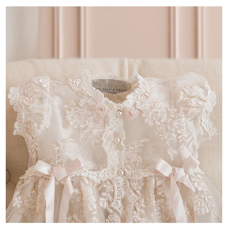 Girls Dress Short-sleeved Lace Embroidered Mesh Dress | Luxury Home Accessories | Heulog Glow