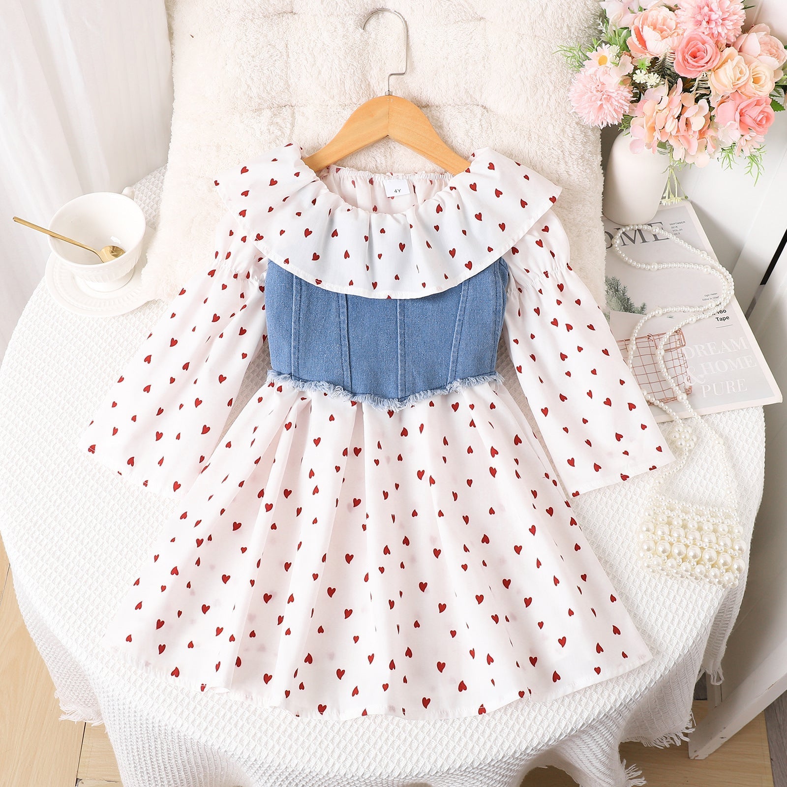 Girl's Printed Long Sleeve Dress Two-piece Set | Luxury Home Accessories | Heulog Glow