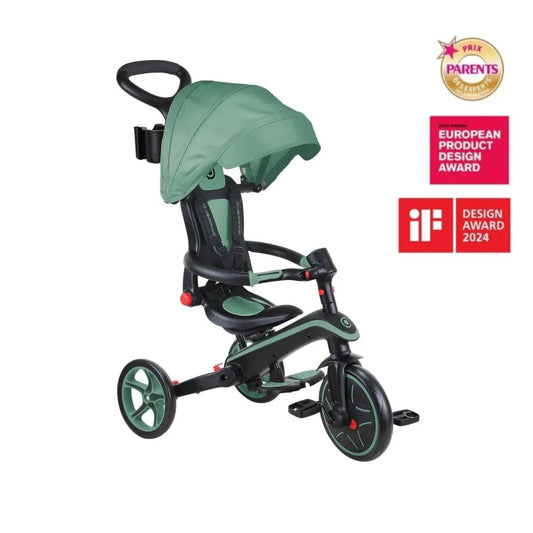 Globber 4-in-1 Explorer Trike Foldable - Olive | Luxury Home Accessories | Heulog Glow