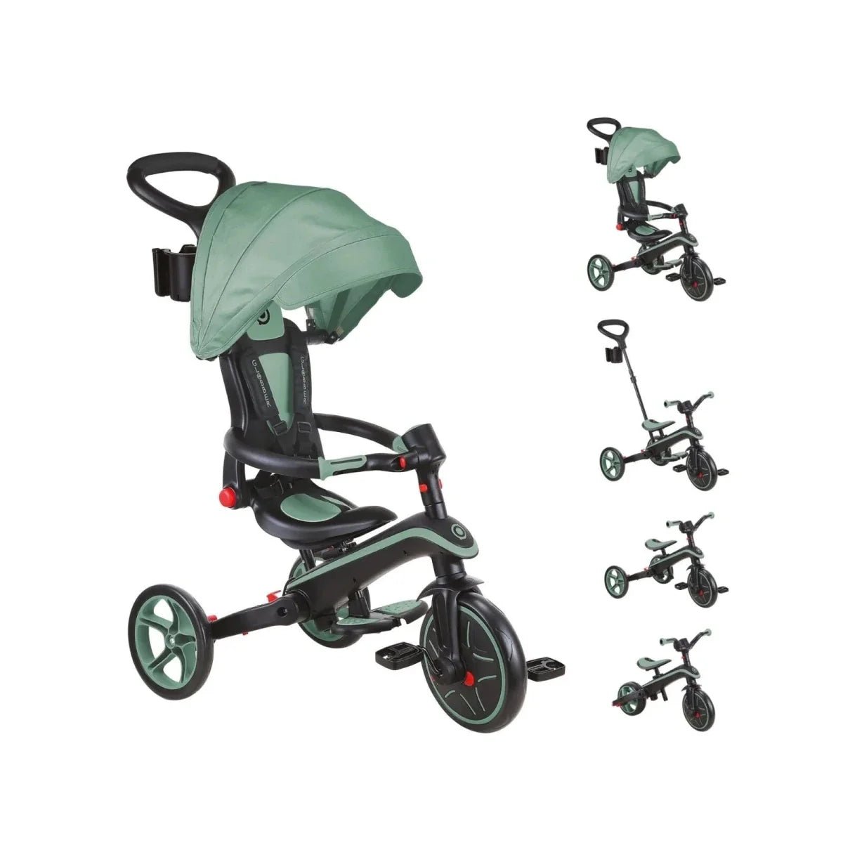 Globber 4-in-1 Explorer Trike Foldable - Olive | Luxury Home Accessories | Heulog Glow