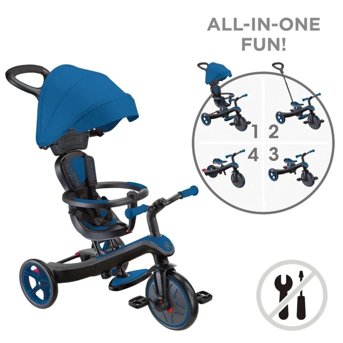 Globber 4-in-1 Explorer Trike - Royal Blue | Luxury Home Accessories | Heulog Glow