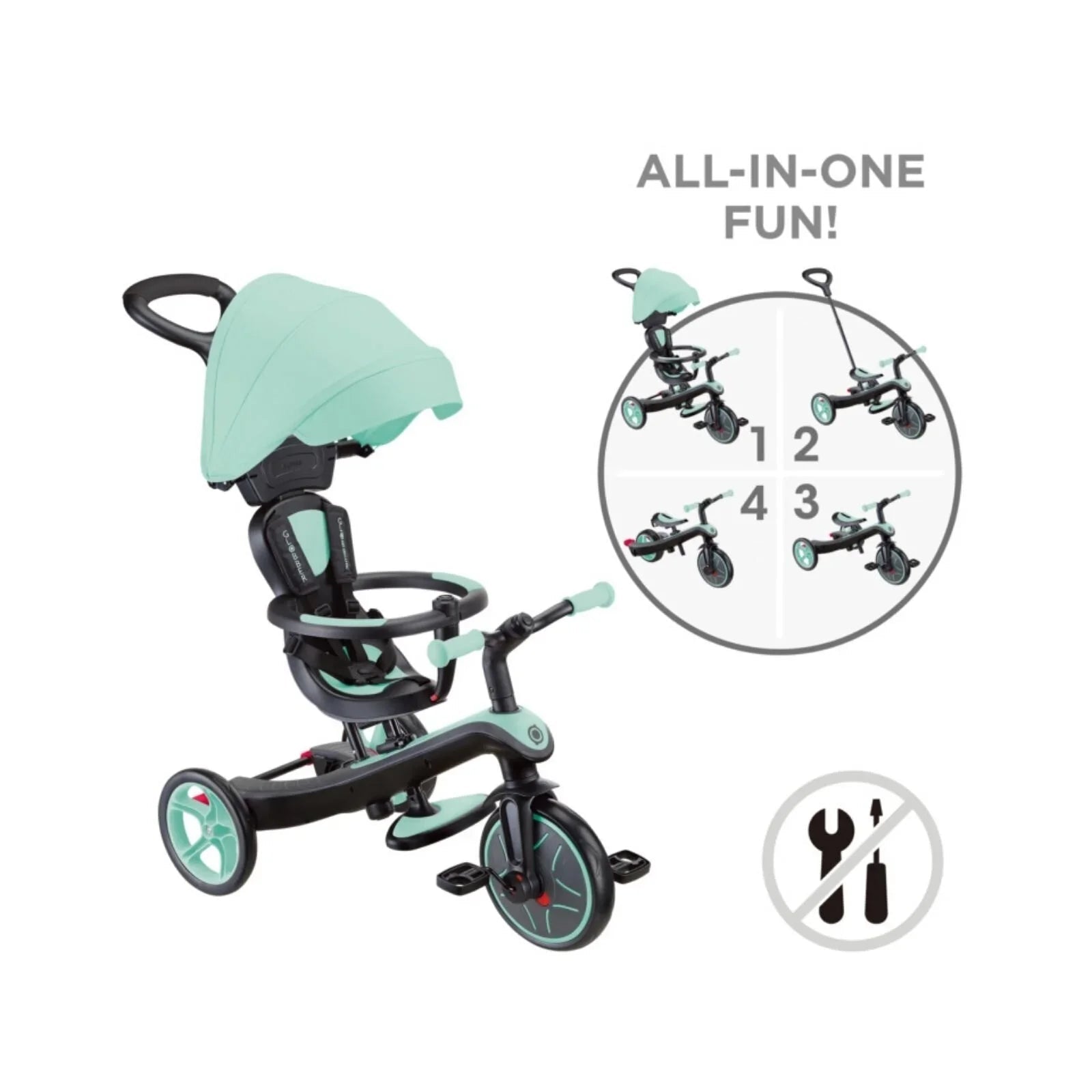 Globber Explorer Trike 4 in 1 - Mint | Luxury Home Accessories | Heulog Glow
