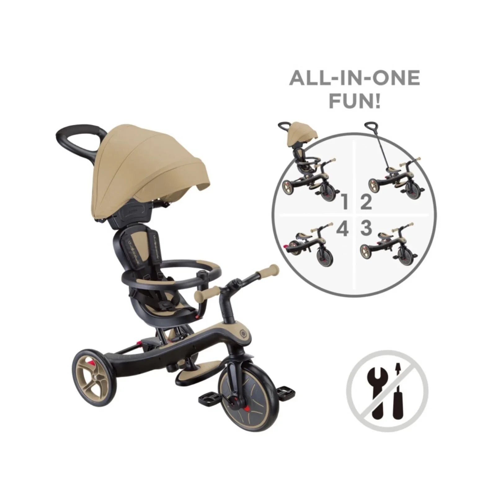 Globber Explorer Trike 4-in-1 - Sand | Luxury Home Accessories | Heulog Glow