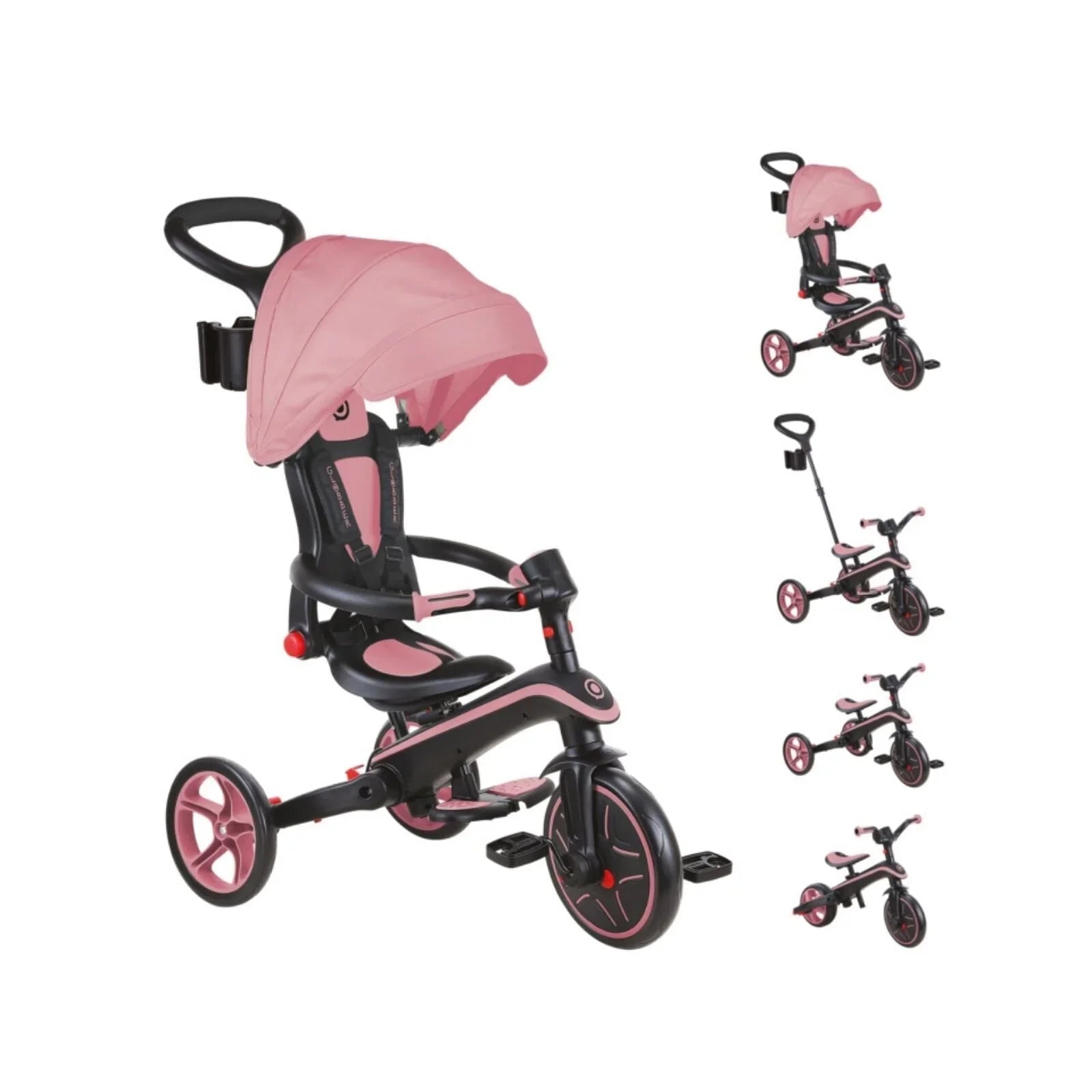 Globber Explorer Trike Foldable 4 in 1 - Deep Pastel Pink | Luxury Home Accessories | Heulog Glow