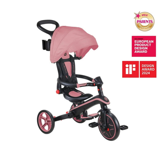 Globber Explorer Trike Foldable 4 in 1 - Deep Pastel Pink | Luxury Home Accessories | Heulog Glow