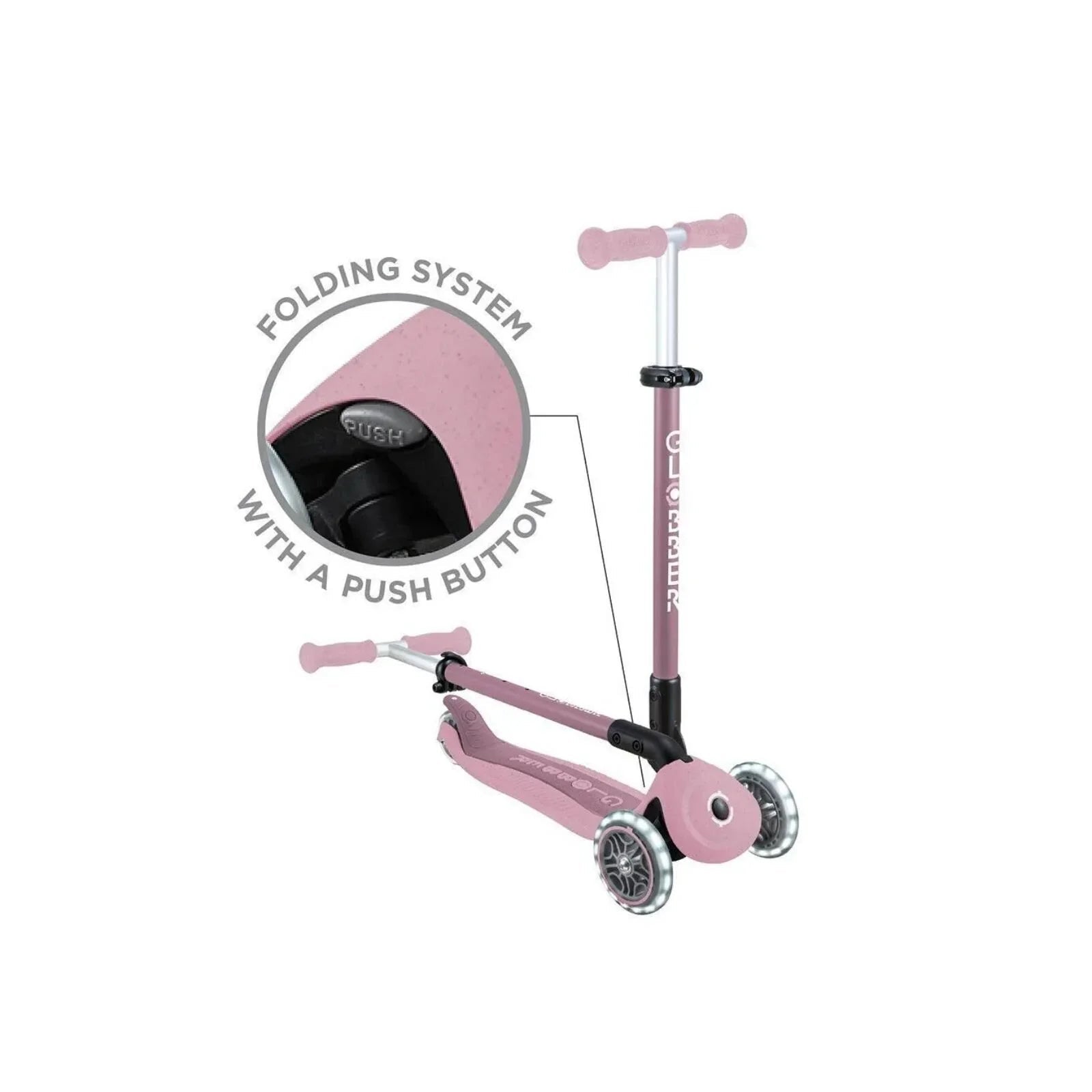 Globber Go Up Active Lights Eco Scooter - Berry | Luxury Home Accessories | Heulog Glow