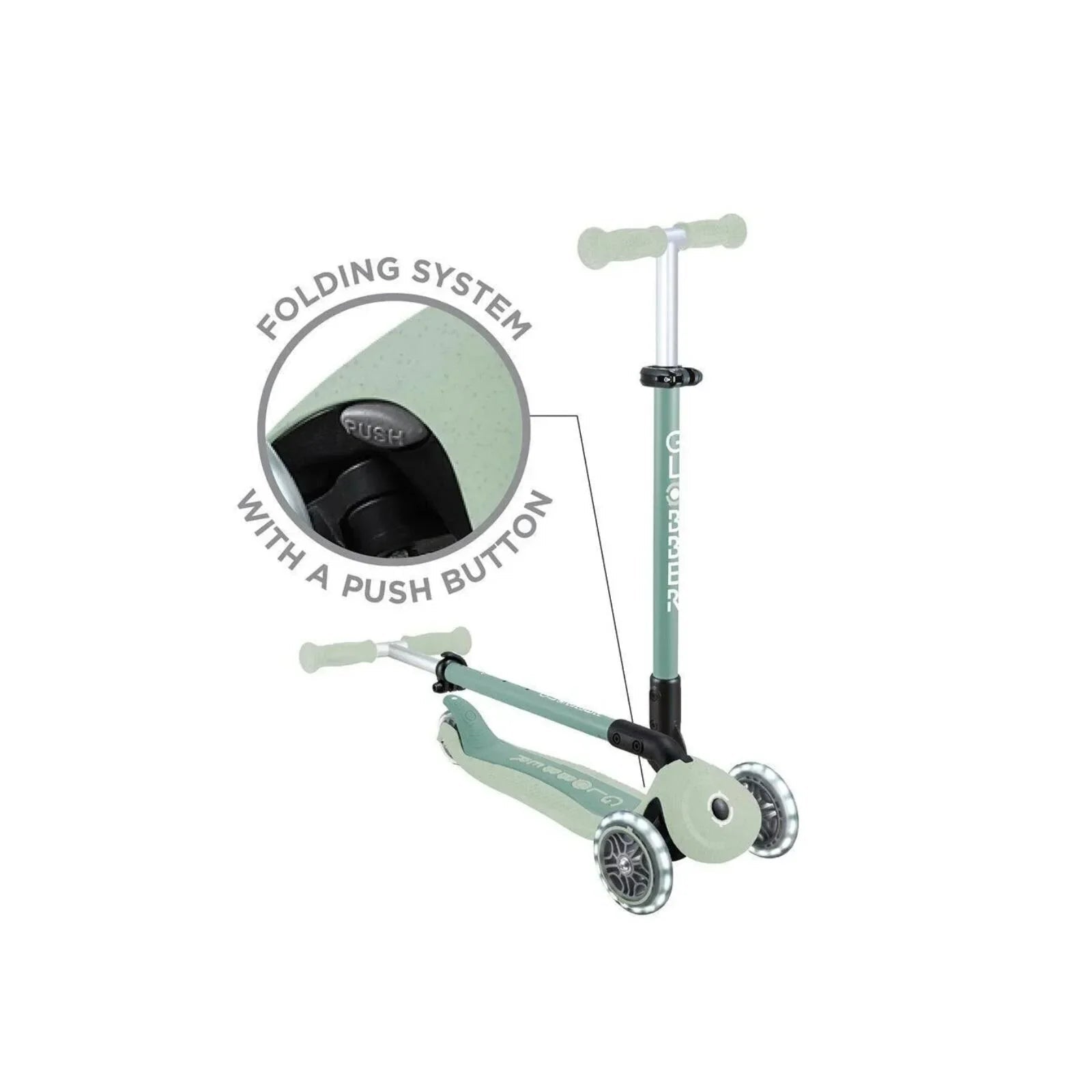 Globber Go Up Active Lights Eco Scooter - Pistachio | Luxury Home Accessories | Heulog Glow