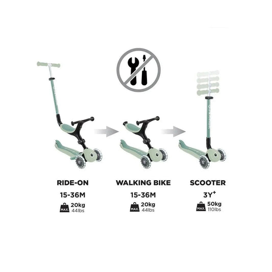 Globber Go Up Active Lights Eco Scooter - Pistachio | Luxury Home Accessories | Heulog Glow