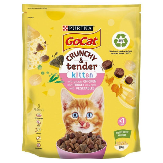 Go-Cat Crunchy & Tender Kitten Chicken, Turkey & Veg 800g | Luxury Home Accessories | Heulog Glow