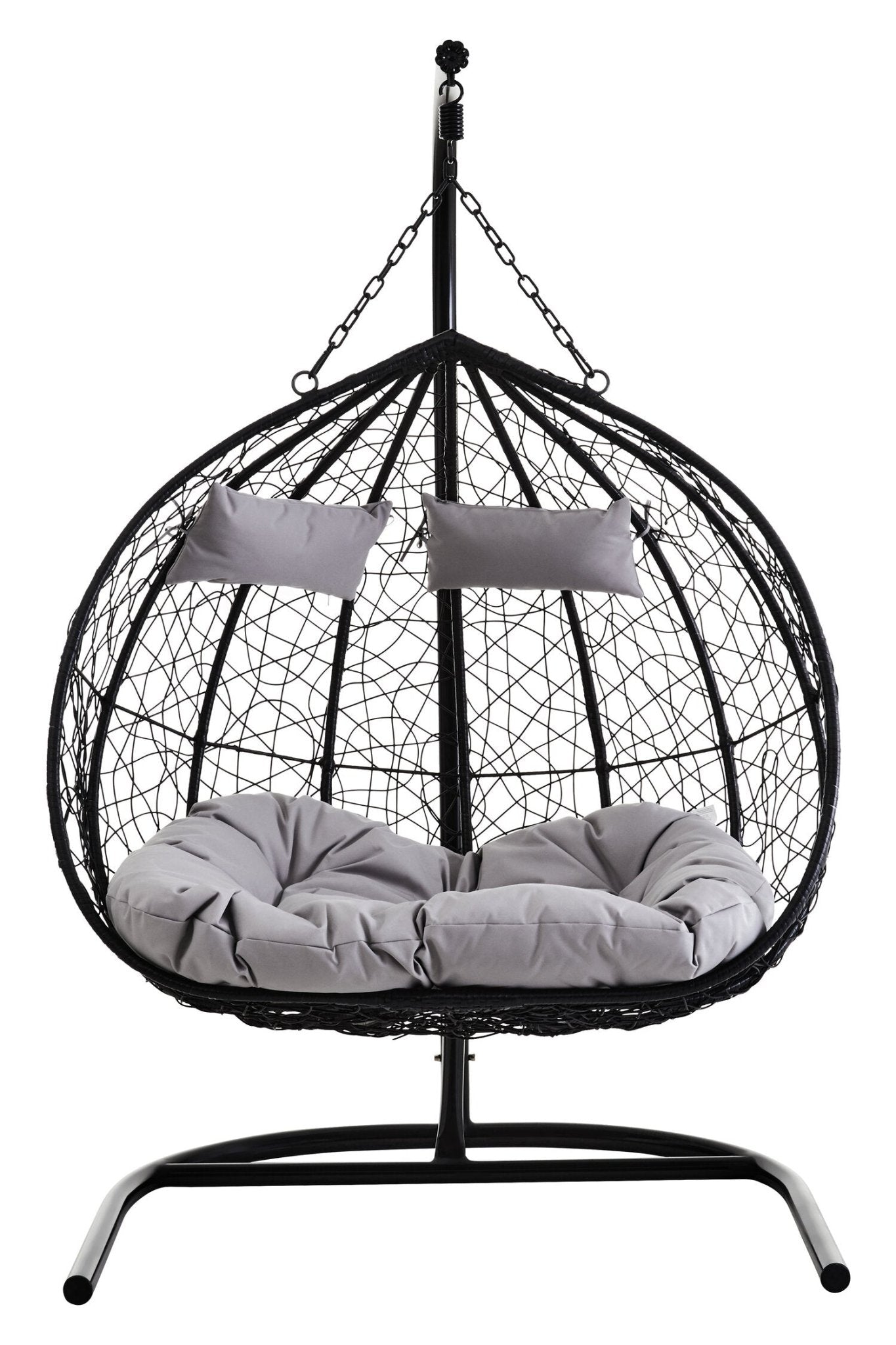 Goa Black Rattan Effect Double Hanging Chair | Luxury Home Accessories | Heulog Glow