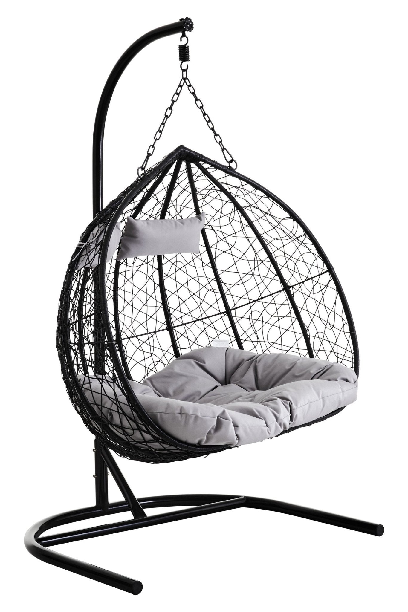 Goa Black Rattan Effect Double Hanging Chair | Luxury Home Accessories | Heulog Glow