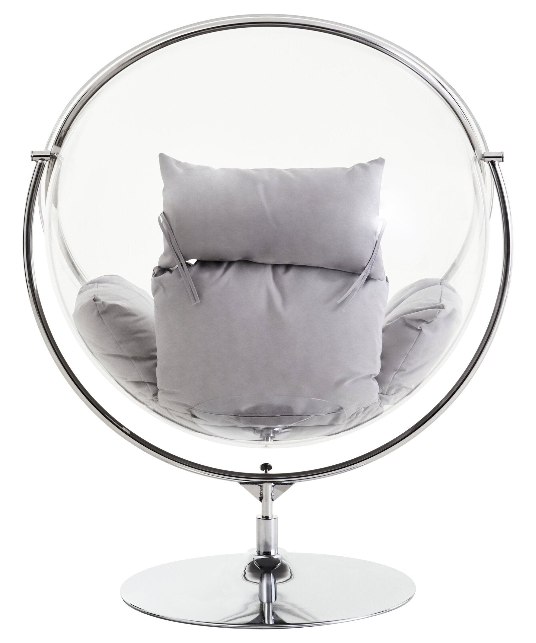 Goa Clear Swing Chair With Grey Cushions | Luxury Home Accessories | Heulog Glow