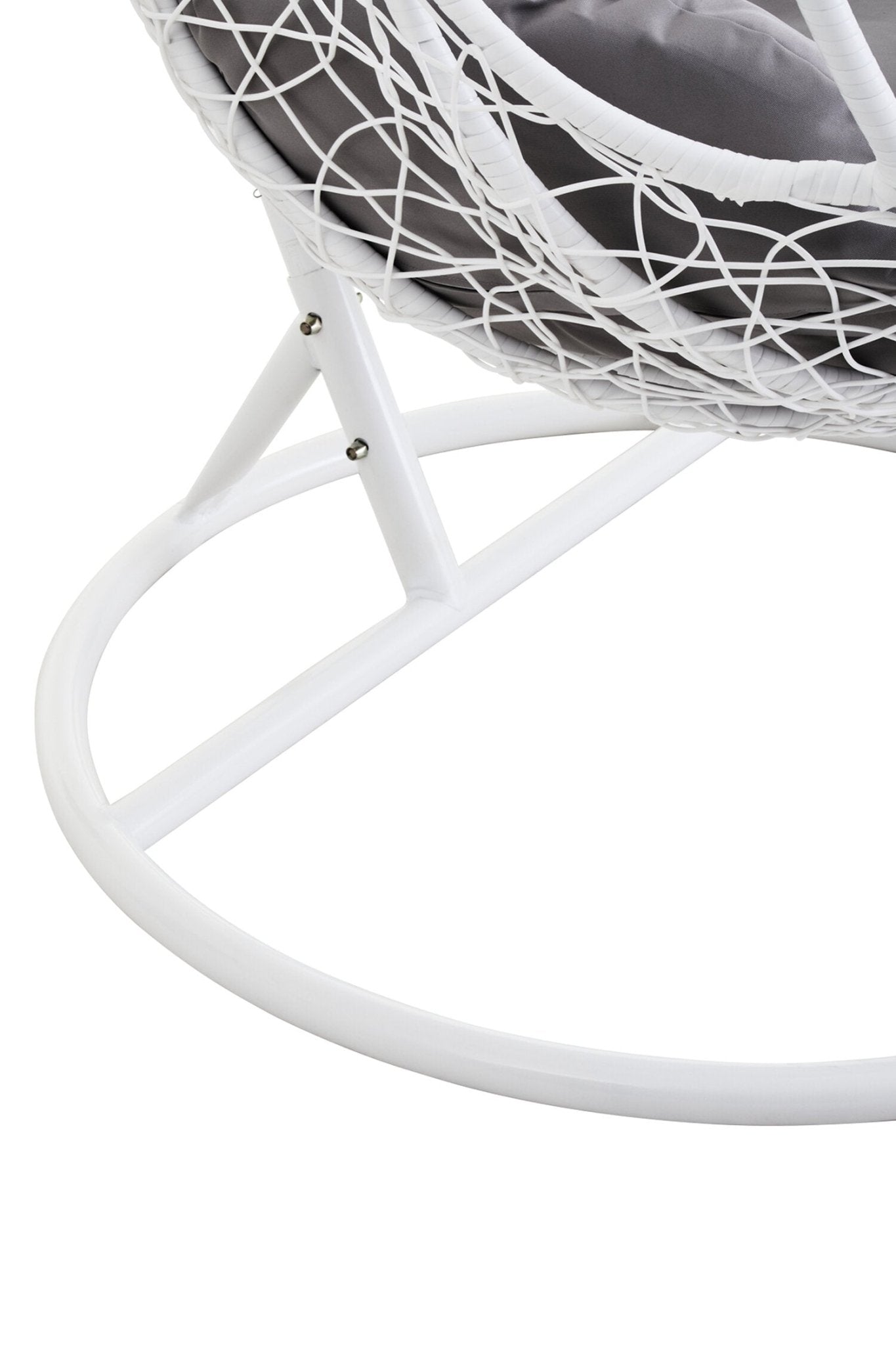 Goa White Rattan Effect Hanging Chair with Grey Cushions | Luxury Home Accessories | Heulog Glow