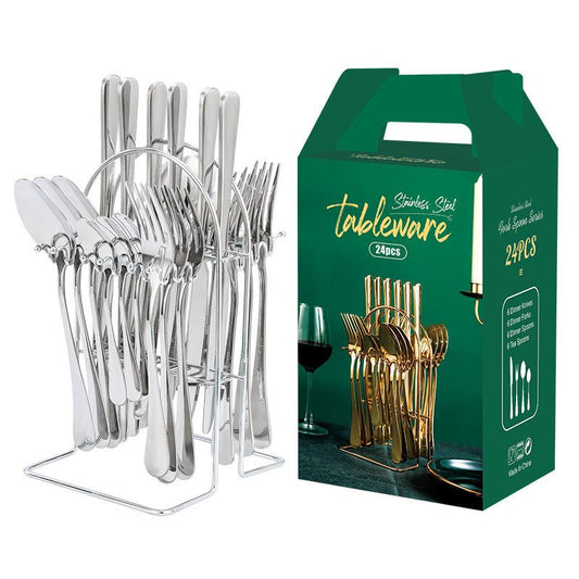 Gold Dinnerware Set Stainless Steel Tableware Set Knife Fork Spoon Luxury Cutlery Set With Storage Rack Dishwasher | Luxury Home Accessories | Heulog Glow