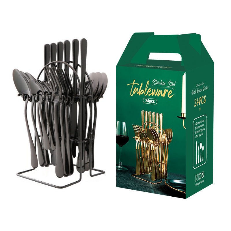 Gold Dinnerware Set Stainless Steel Tableware Set Knife Fork Spoon Luxury Cutlery Set With Storage Rack Dishwasher | Luxury Home Accessories | Heulog Glow