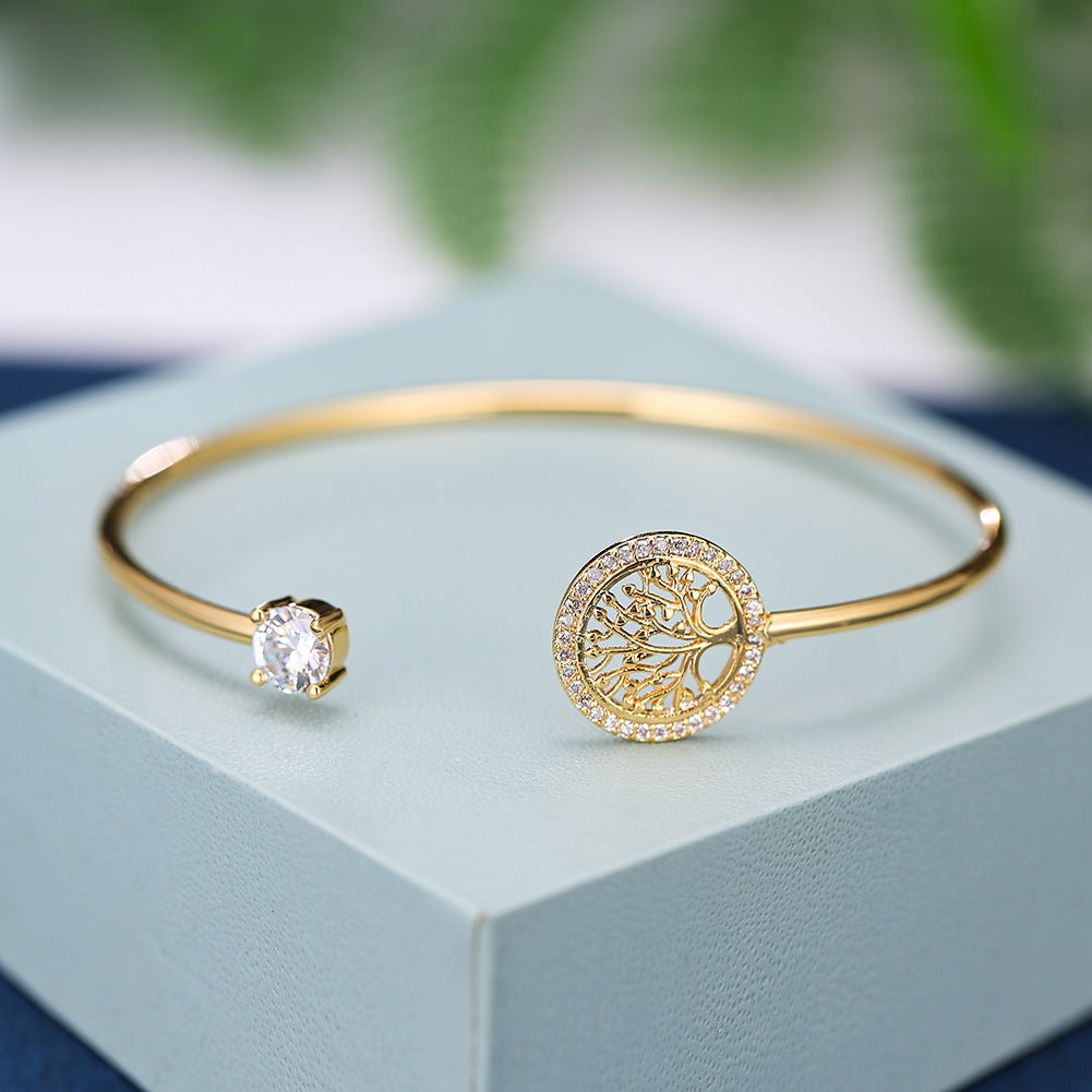 Gold Hope Tree White Diamond Bracelet Women Elegant Retro Style Jewelry | Luxury Home Accessories | Heulog Glow