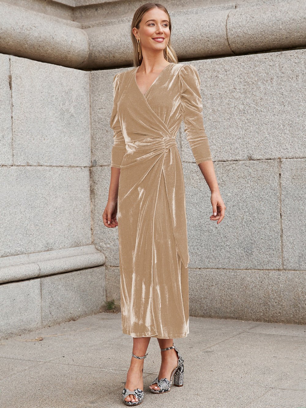 Gold Velvet High Sense Dress Elegant Temperament | Luxury Home Accessories | Heulog Glow