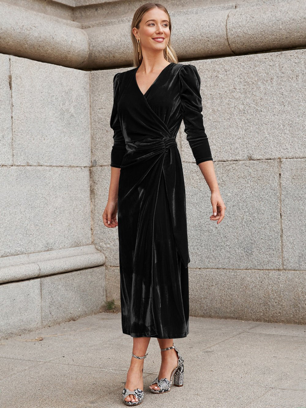 Gold Velvet High Sense Dress Elegant Temperament | Luxury Home Accessories | Heulog Glow