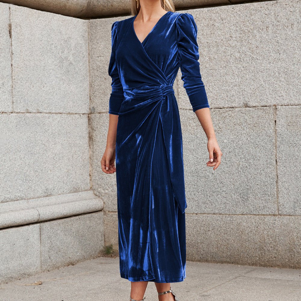Gold Velvet High Sense Dress Elegant Temperament | Luxury Home Accessories | Heulog Glow